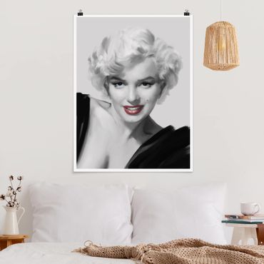 Poster noir et blanc - Marilyn On Sofa