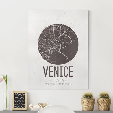 Impression sur toile - Venice City Map - Retro