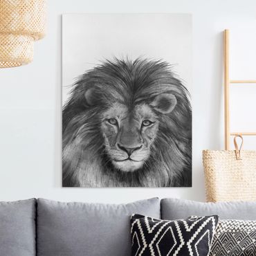 Tableau sur toile - Illustration Lion Monochrome Painting