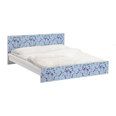 Papier adhésif pour meuble IKEA - Malm lit 160x200cm - Mille Fleurs pattern Design Blue