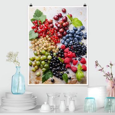 Poster cuisine - Mixture Of Berries On Metal
