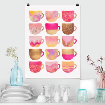 Poster - Golden Mugs With Light Pink