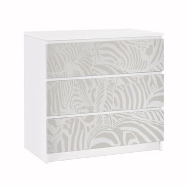 Papier adhésif pour meuble IKEA - Malm commode 3x tiroirs - No.DS4 Crosswalk Light Grey