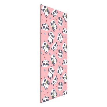 Tableau magnétique - Cute Panda With Paw Prints And Hearts Pastel Pink