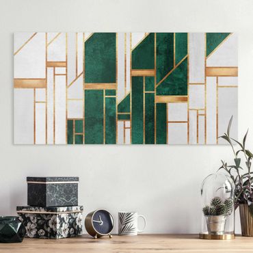 Impression sur toile - Emerald And gold Geometry