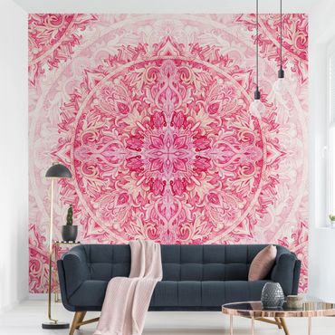 Papier peint - Mandala Watercolour Ornament Pattern Pink