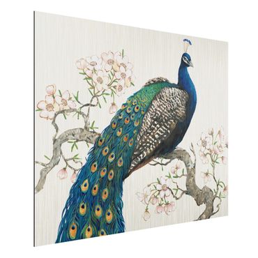 Impression sur aluminium - Vintage Peacock With Cherry Blossoms