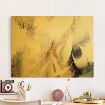 Tableau sur toile or - Golden Abstract Winter Painting