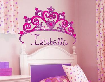 Sticker mural pour enfants - No.RY21 Customised text Princess Crown