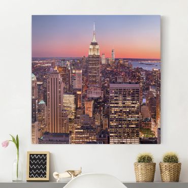 Impression sur toile - Sunset Manhattan New York City