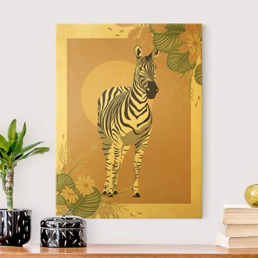 Tableau sur toile or - Safari Animals - Zebra