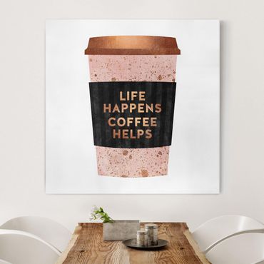 Tableau sur toile - Life Happens Coffee Helps Gold