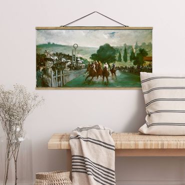Tableau en tissu avec porte-affiche - Edouard Manet - Races At Longchamp