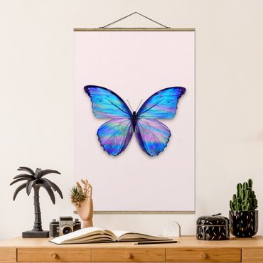 Tableau en tissu avec porte-affiche - Holographic Butterfly