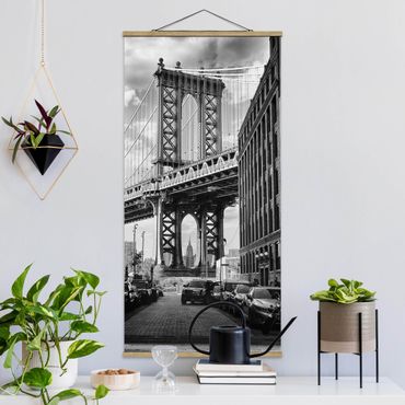 Tableau en tissu avec porte-affiche - Manhattan Bridge In America