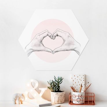 Hexagone en forex - Illustration Heart Hands Circle Pink White
