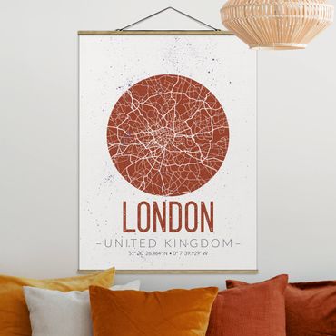 Tableau en tissu avec porte-affiche - City Map London - Retro