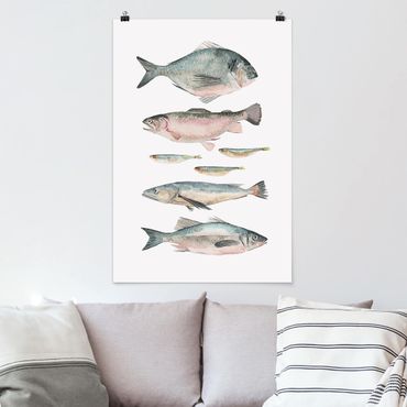 Poster cuisine - Seven Fish In Watercolour II