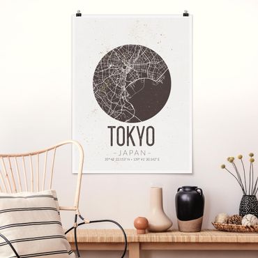 Poster cartes de villes, pays & monde - Tokyo City Map - Retro