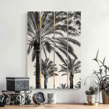 Impression sur bois - Palm Trees At Sunset Black And White
