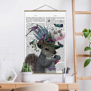 Tableau en tissu avec porte-affiche - Fowler - Squirrel With Acorns
