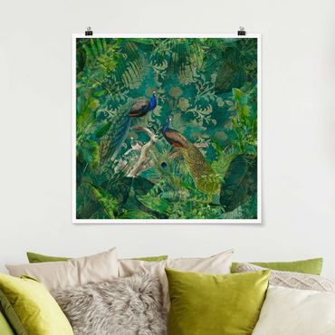 Poster - Shabby Chic Collage - Noble Peacock II
