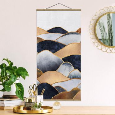Tableau en tissu avec porte-affiche - Golden Mountains Watercolour