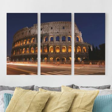 Impression sur toile 3 parties - Colosseum in Rome at night
