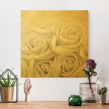 Tableau sur toile or - White Roses