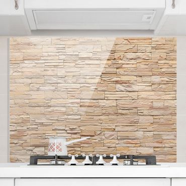 Fond de hotte - Asian Stonewall - Large Brigth Stone Wall Of Cosy Stones