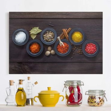 Impression sur toile - Black Bowls With Spices