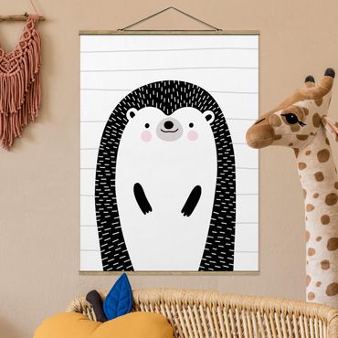 Tableau en tissu avec porte-affiche - Zoo With Patterns - Hedgehog
