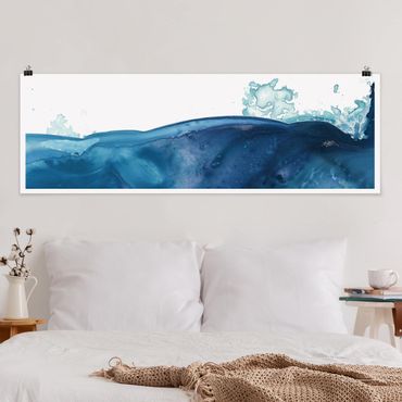 Poster panoramique abstrait - Wave Watercolour Blue II