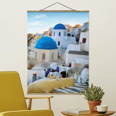 Tableau en tissu avec porte-affiche - Santorini