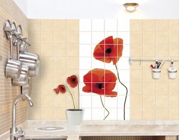 Sticker pour carrelage - Charming Poppies