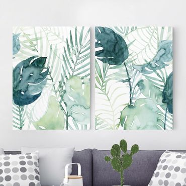 Impression sur toile - Palm Fronds In Water Color Set II