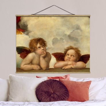 Tableau en tissu avec porte-affiche - Raffael - Two Angels. Detail from The Sistine Madonna