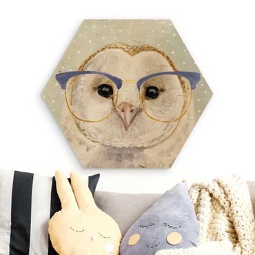 Hexagone en bois - Animals With Glasses - Owl