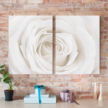 Impression sur toile 2 parties - Pretty White Rose