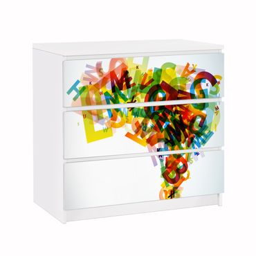 Papier adhésif pour meuble IKEA - Malm commode 3x tiroirs - Rainbow Alphabet