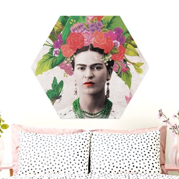 Hexagone en alu Dibond - Frida Kahlo - Flower Portrait