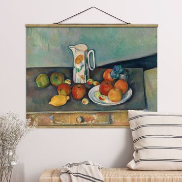 Tableau en tissu avec porte-affiche - Paul Cézanne - Still Life With Milk Jug And Fruit