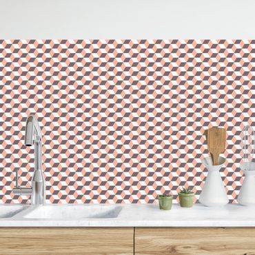 Revêtement mural cuisine - Geometrical Tile Mix Cubes Orange