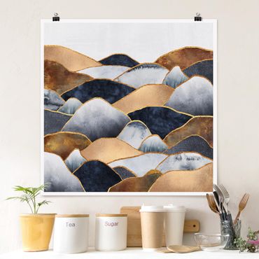 Poster - Golden Mountains Watercolour