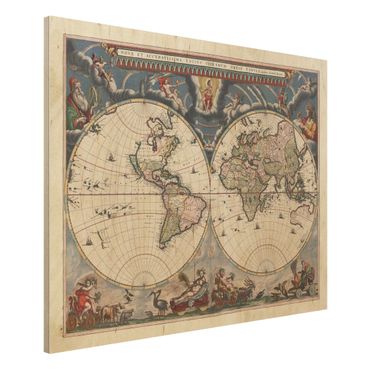 Impression sur bois - Historic World Map Nova Et Accuratissima Of 1664