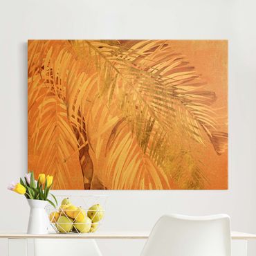 Tableau sur toile or - Palm Fronds In Pink And Gold II