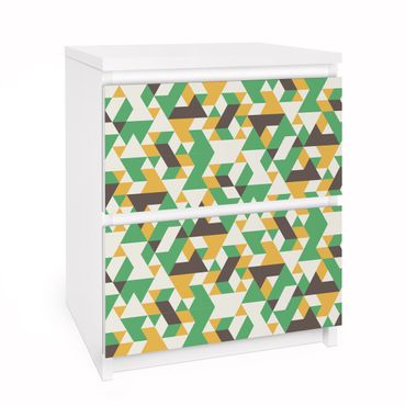 Papier adhésif pour meuble IKEA - Malm commode 2x tiroirs - No.RY34 Green Triangles