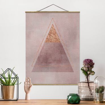 Tableau en tissu avec porte-affiche - Geometry In Pink And Gold II