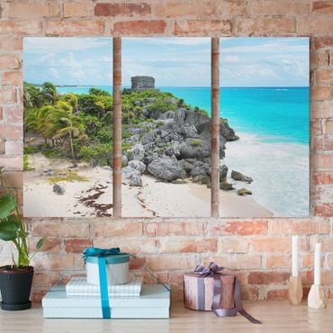Impression sur toile 3 parties - Caribbean Coast Tulum Ruins