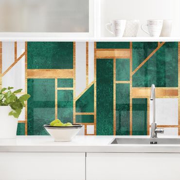 Revêtement mural cuisine - Emerald And gold Geometry